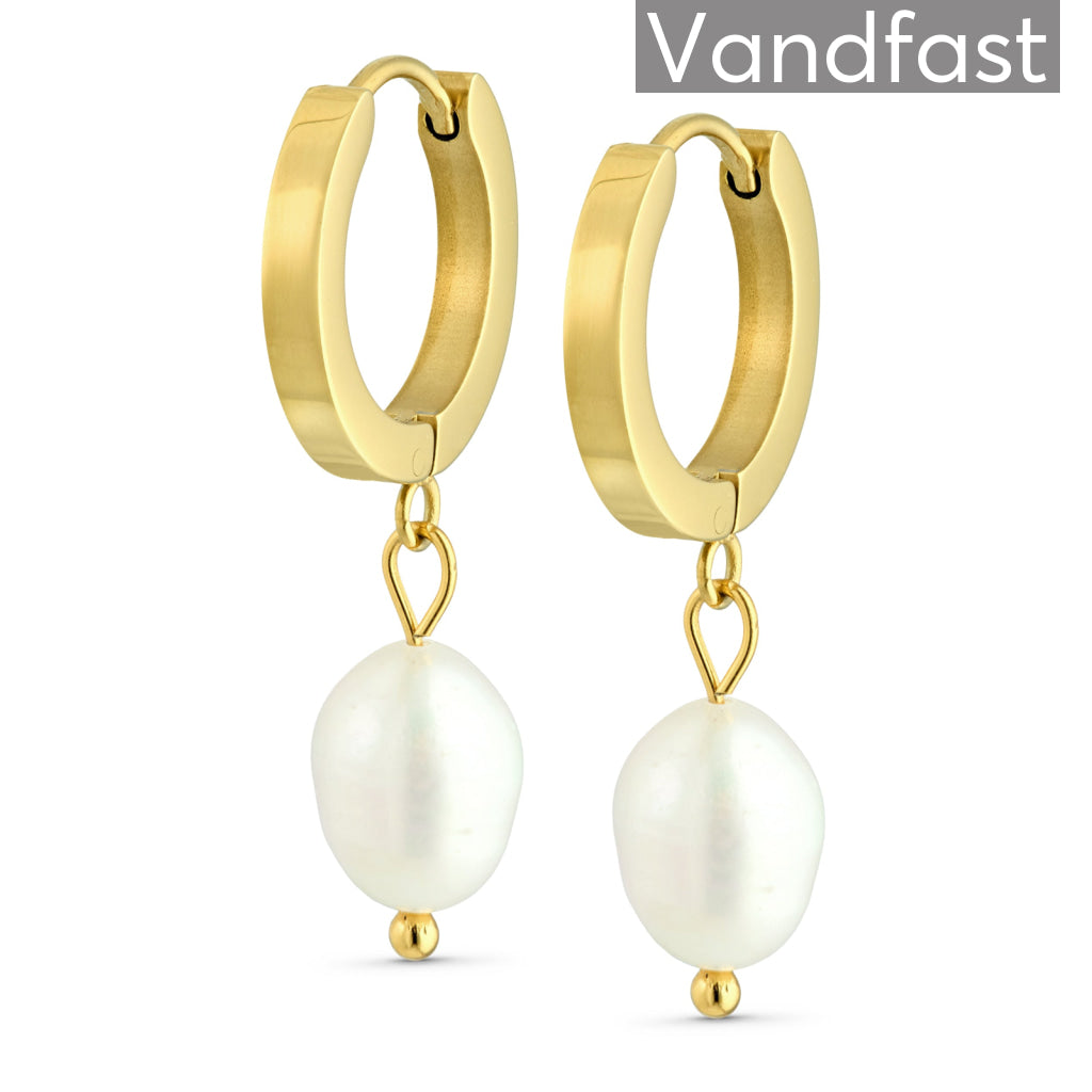 ANNEBRAUNER Creole Pearl Øreringe 18K Guldbelagt