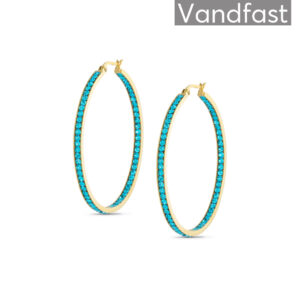 ANNEBRAUNER Creole Thin Big Blue Topaz Øreringe 18K Guldbelagt