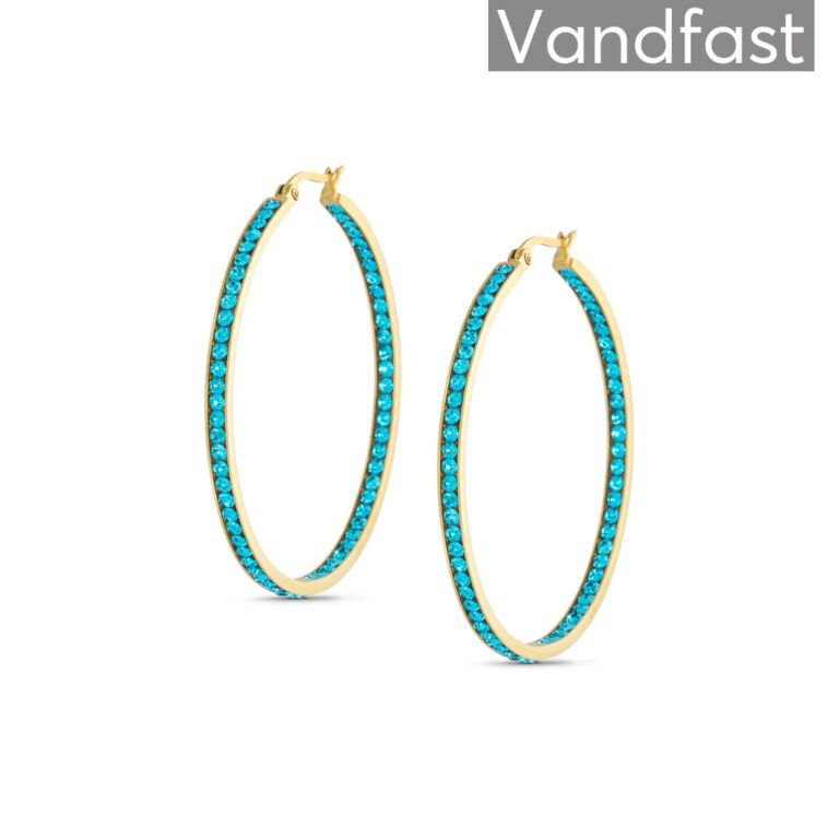 ANNEBRAUNER Creole Thin Big Blue Topaz Øreringe 18K Guldbelagt