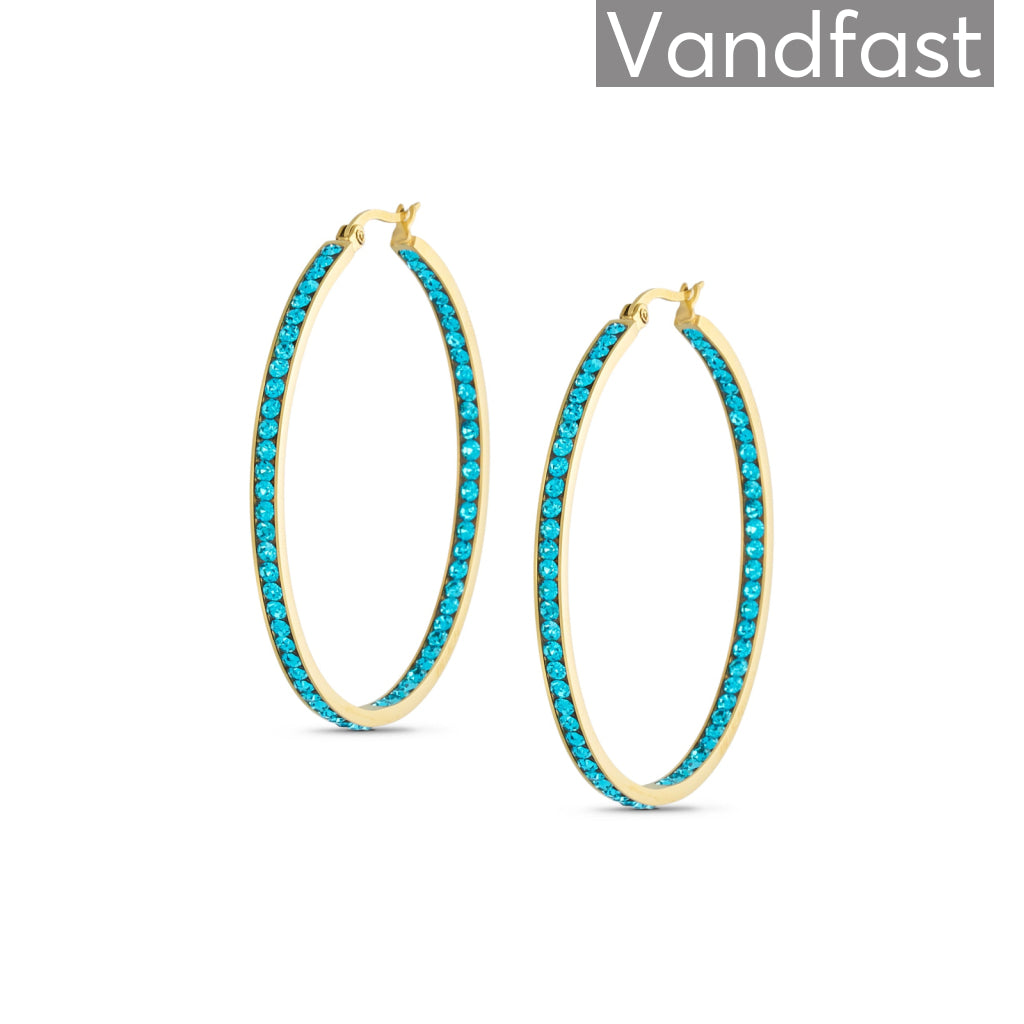 ANNEBRAUNER Creole Thin Big Blue Topaz Øreringe 18K Guldbelagt