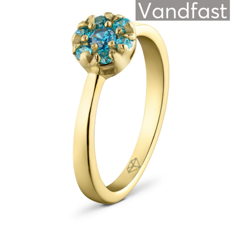 ANNEBRAUNER Flower Blue Ring 18K Guldbelagt - 48