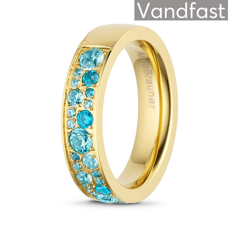 ANNEBRAUNER Sparkling Multicolor Blue Mix Ring 18K Guldbelagt - 48