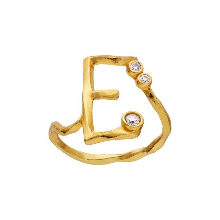 Alfabet Ring, E - Forgyldt