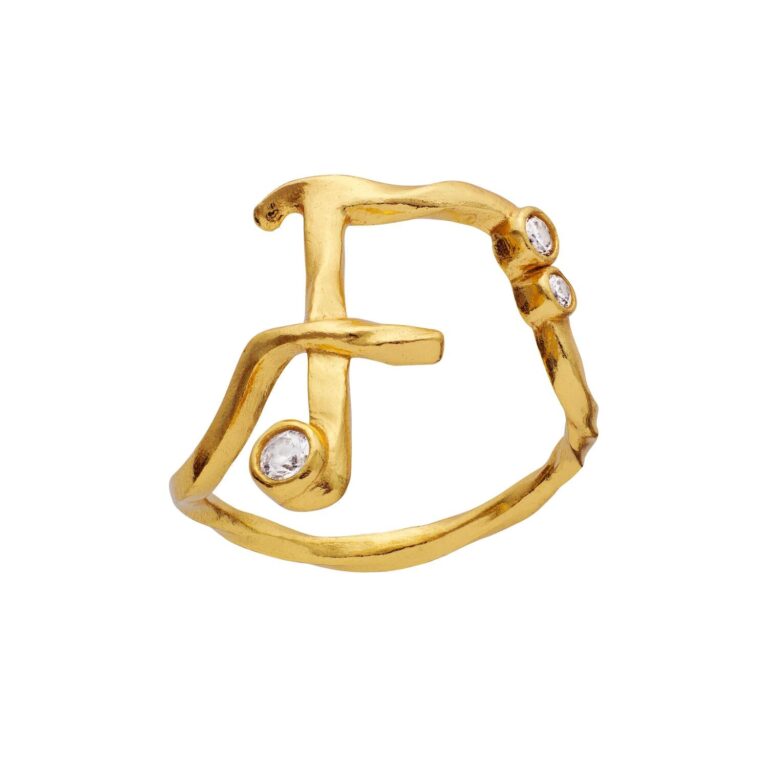 Alfabet Ring, F - Forgyldt
