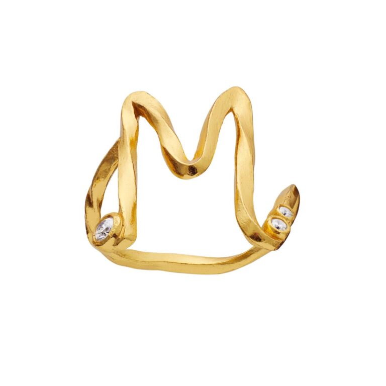 Alfabet Ring, M - Forgyldt