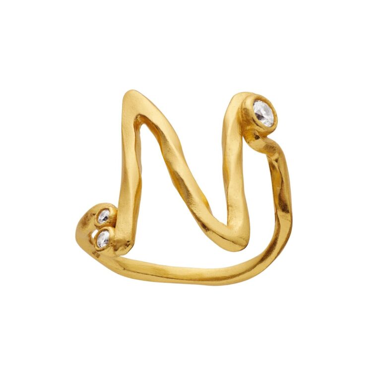 Alfabet Ring, N - Forgyldt