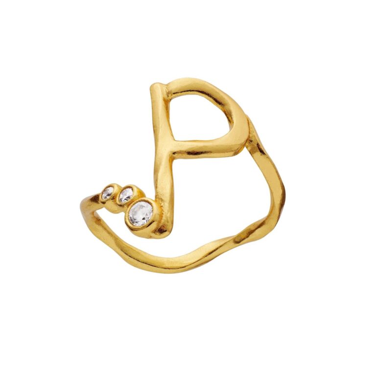 Alfabet Ring, P - Forgyldt