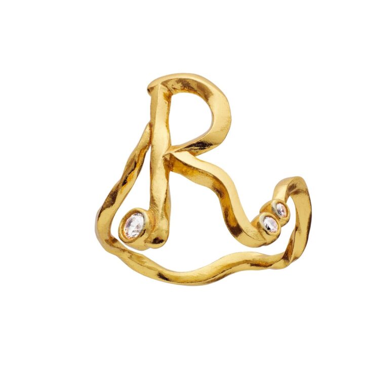 Alfabet Ring, R - Forgyldt