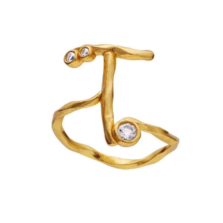 Alfabet Ring, T - Forgyldt