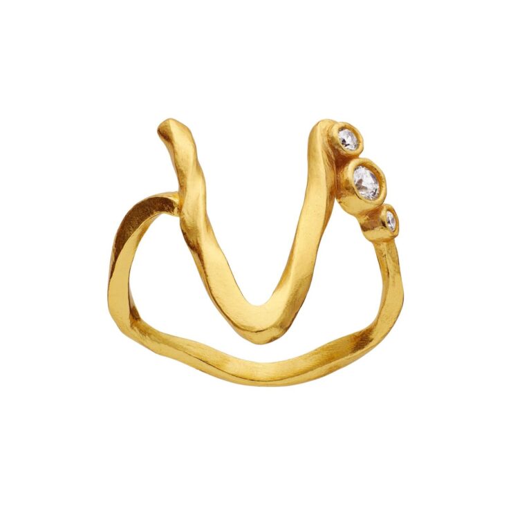 Alfabet Ring, V - Forgyldt