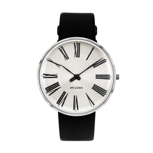 Arne Jacobsen 40 mm Roman Sunray Watch med sort rem og stålskive