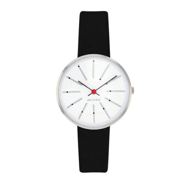 Arne Jacobsen Bankers Watch armbåndsur, ø30 mm med sort rem