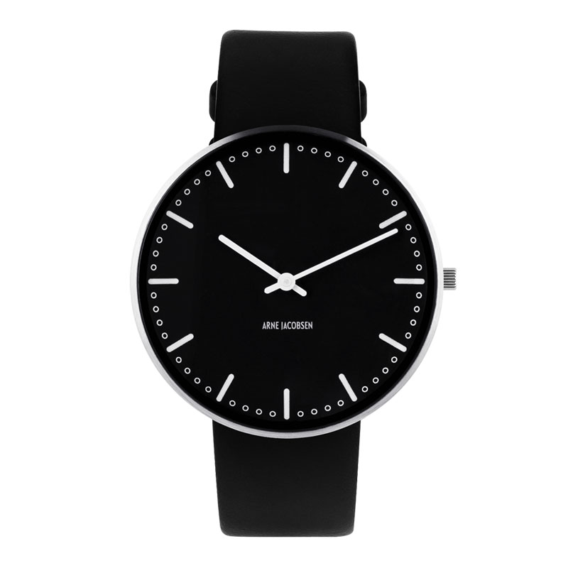 Arne Jacobsen City Hall Watch Ø 40 mm Unisexur, med sort rem
