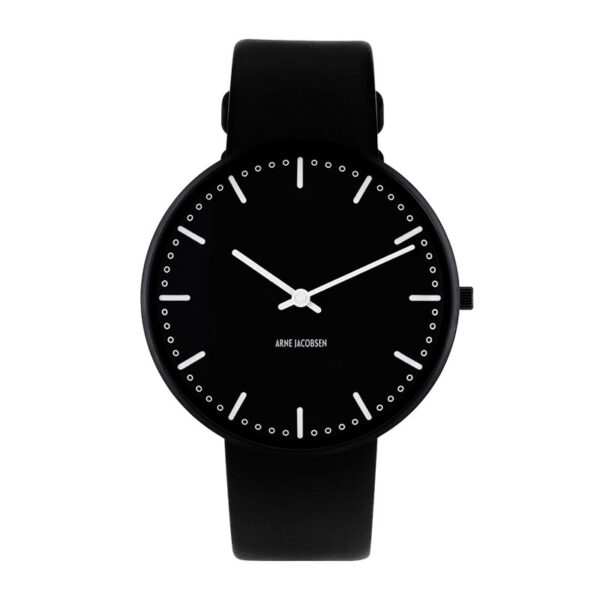 Arne Jacobsen City Hall Watch Ø 40 mm armbåndsur med sort rem
