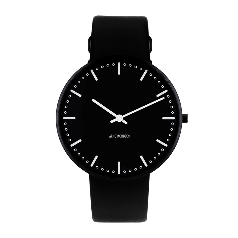 Arne Jacobsen City Hall Watch Ø 40 mm armbåndsur med sort rem