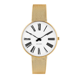 Arne Jacobsen Roman dameur 34mm i gylden med meshlænke