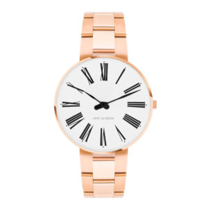 Arne Jacobsen Roman ur i rosa med hvid skive og rosa lænke - Ø34