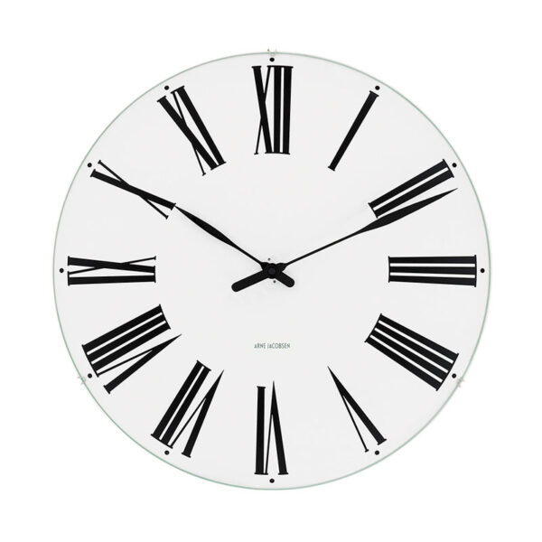 Arne Jacobsen Roman vægur med hvid skive, Ø48 cm