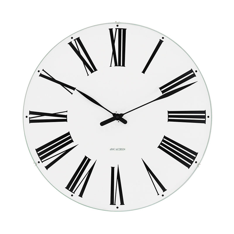 Arne Jacobsen Roman vægur med hvid skive, Ø48 cm