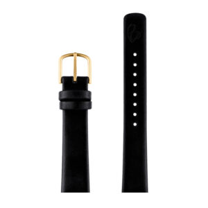 Arne Jacobsen sort læderrem med forgyldt stål spænde, passer til Ø 34 mm