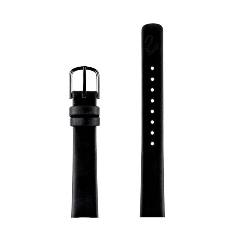 Arne Jacobsen sort læderrem med sort stål spænde, passer til Ø 30 mm