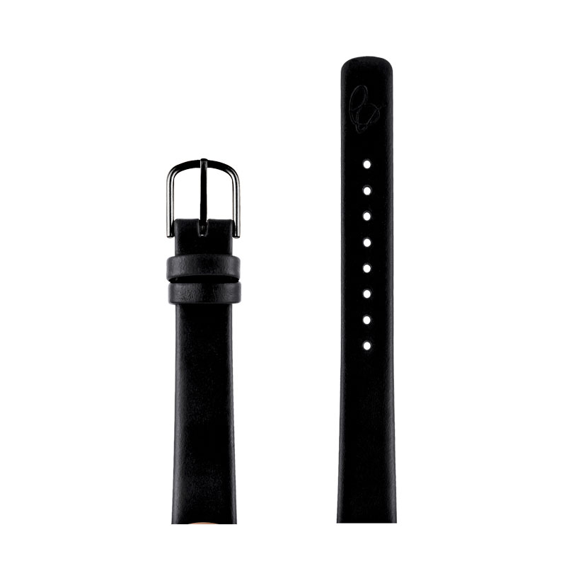Arne Jacobsen sort læderrem med sort stål spænde, passer til Ø 30 mm
