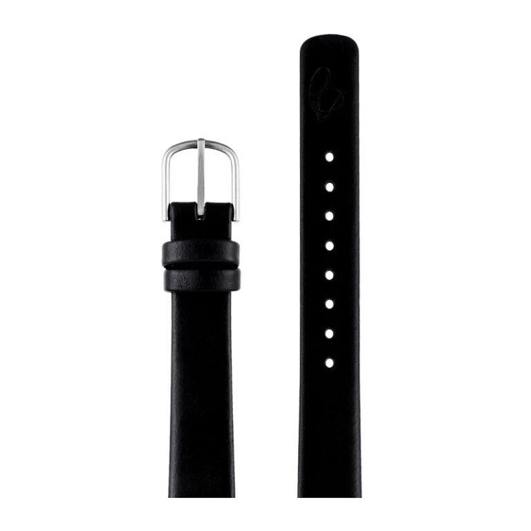 Arne Jacobsen sort læderrem med stål spænde, passer til Ø 30 mm