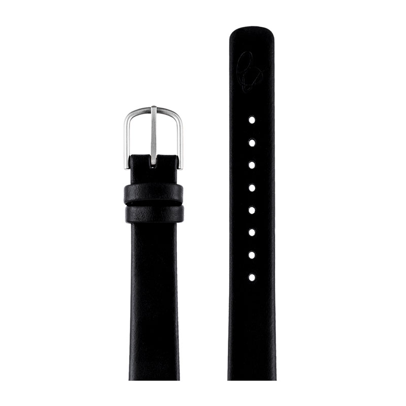 Arne Jacobsen sort læderrem med stål spænde, passer til Ø 30 mm