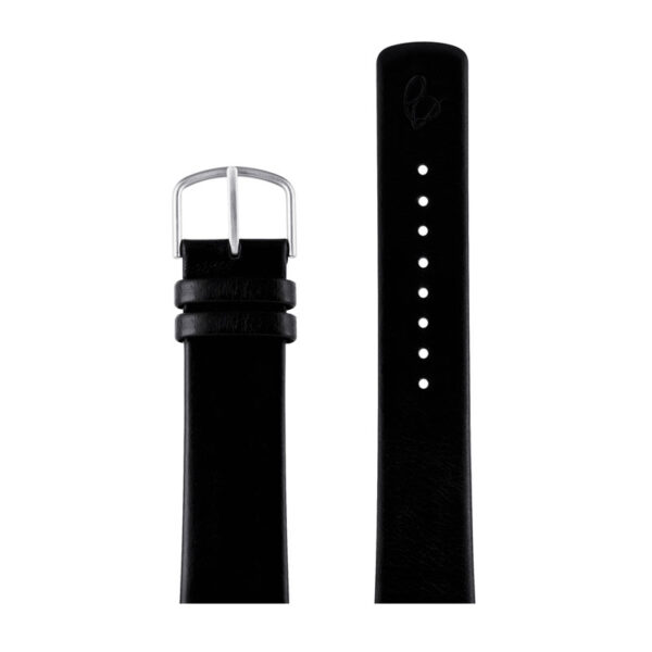 Arne Jacobsen sort læderrem med stål spænde, passer til Ø 40 mm