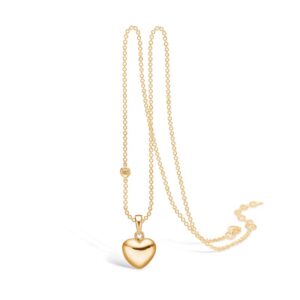 BLOSSOM blank forgyldt hjerte vedhæng på kæde, mellem størrelse