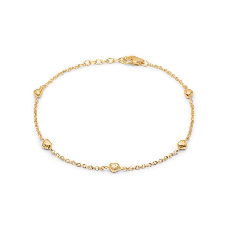 BLOSSOM forgyldt armbånd med hjerter, 20 cm