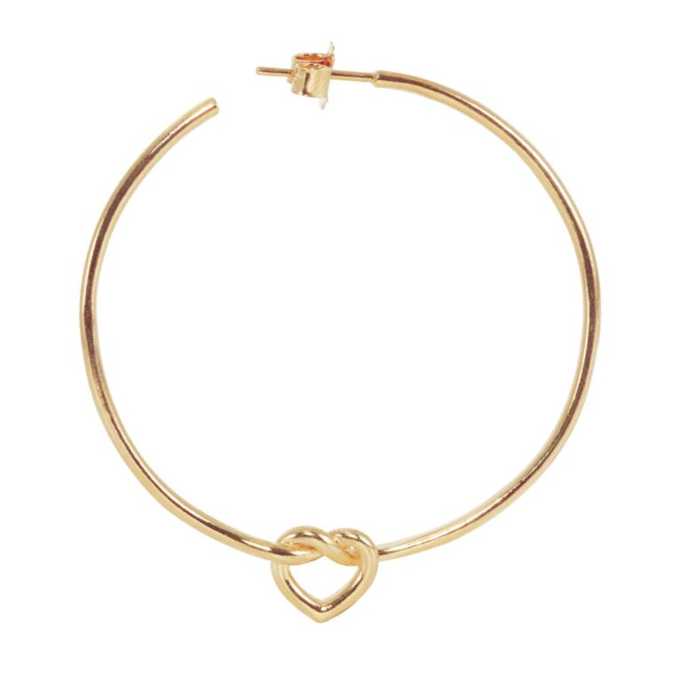 Jane Kønig Big Tied Heart Hoop Forgyldt (47,8 mm) Hjerteøreringe