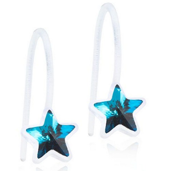 Blomdahl - Fixed star ørering med blå krystal 6 mm