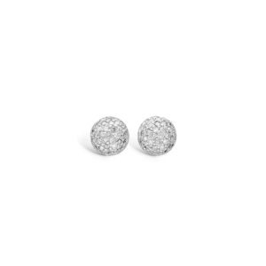 Blossom 14 kt. hvidguld kugle ørestikker paveret med diamanter 66 stk i alt 0,46 ct.