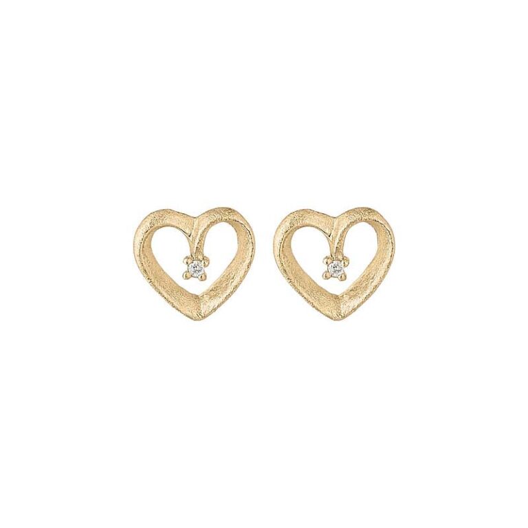 Blossom Copenhagen 14kt hjerte ørestikker med diamanter