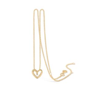 Blossom Copenhagen 14kt hjertevedhæng med diamant, forgyldt kæde 45cm