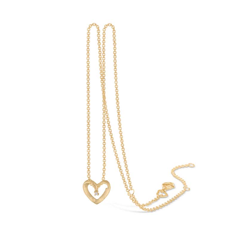 Blossom Copenhagen 14kt hjertevedhæng med diamant, forgyldt kæde 45cm