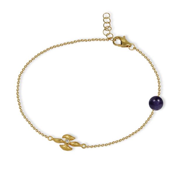Blossom Copenhagen Forrest armbånd i forgyldt med cubic zirkonia og ametyst