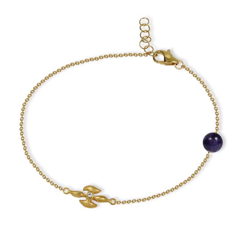 Blossom Copenhagen Forrest armbånd i forgyldt med cubic zirkonia og ametyst