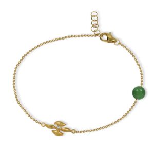 Blossom Copenhagen Forrest armbånd i forgyldt med cubic zirkonia og aventurin