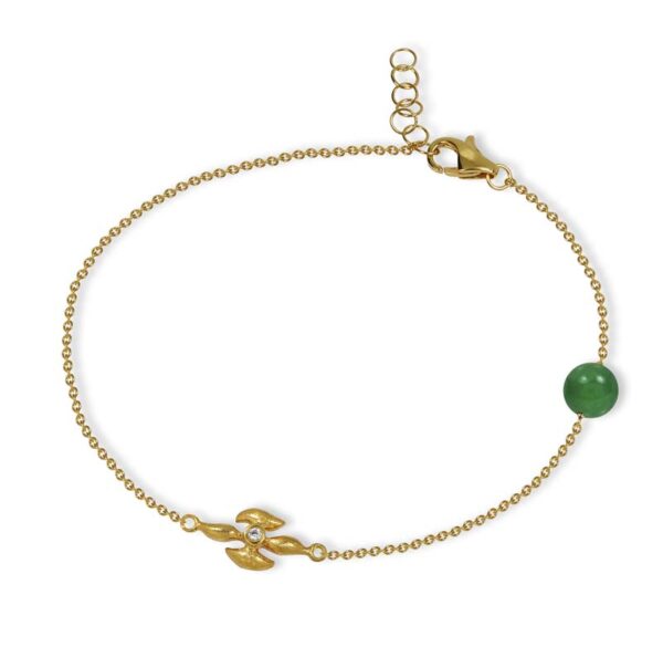 Blossom Copenhagen Forrest armbånd i forgyldt med cubic zirkonia og aventurin