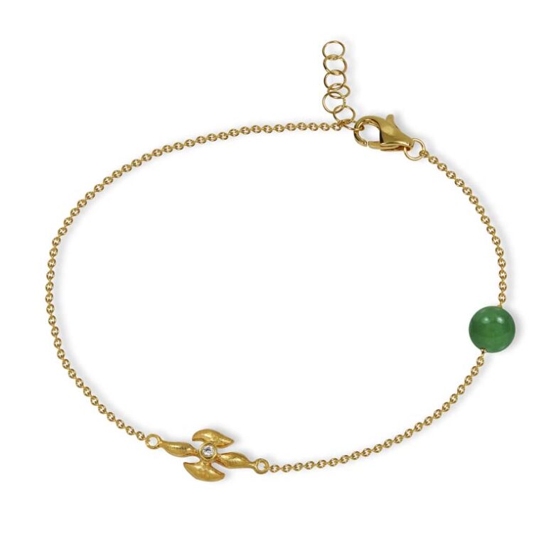 Blossom Copenhagen Forrest armbånd i forgyldt med cubic zirkonia og aventurin
