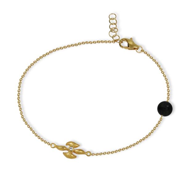 Blossom Copenhagen Forrest armbånd i forgyldt med cubic zirkonia og labradorit