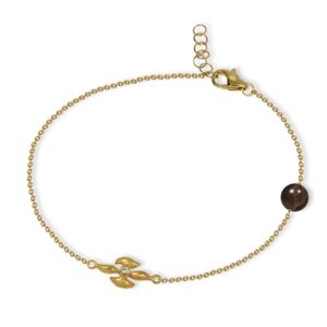 Blossom Copenhagen Forrest armbånd i forgyldt med cubic zirkonia og røgquarts