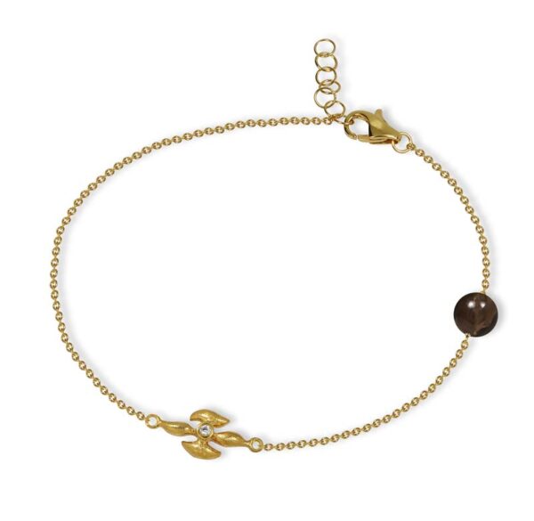 Blossom Copenhagen Forrest armbånd i forgyldt med cubic zirkonia og røgquarts
