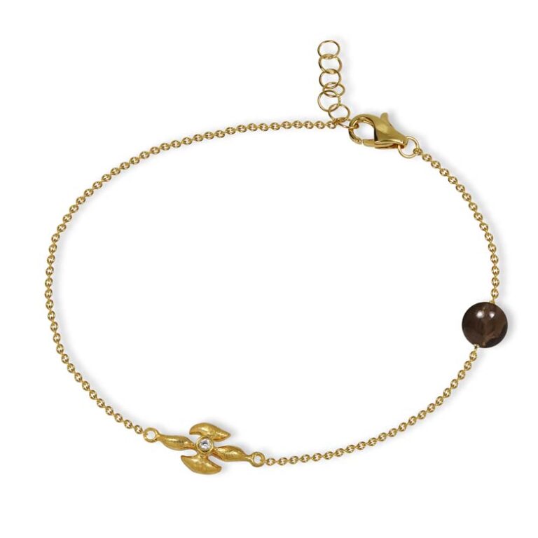 Blossom Copenhagen Forrest armbånd i forgyldt med cubic zirkonia og røgquarts
