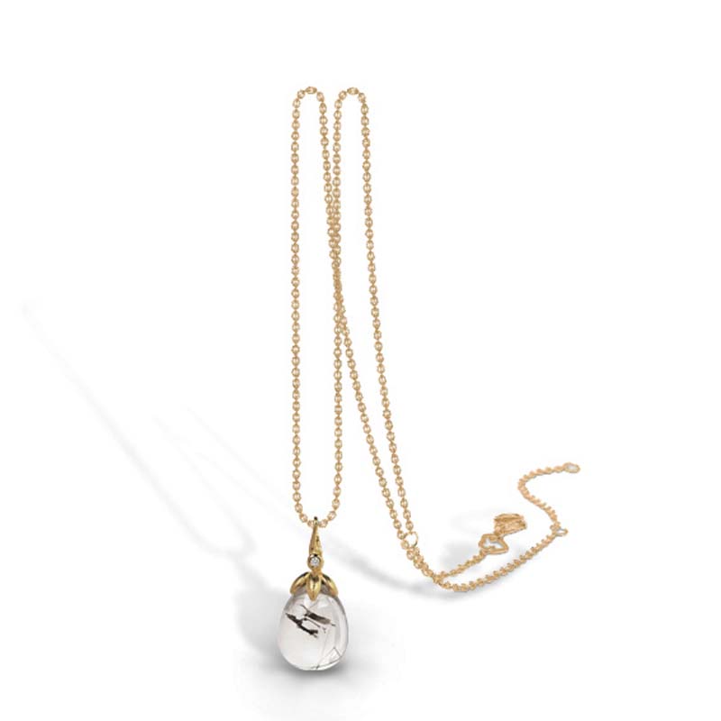 Blossom Copenhagen Forrest halslæde i forgyldt med rutilkvarts dråbe og cubic zirkonia