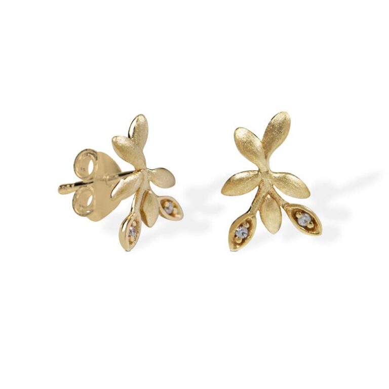 Blossom Copenhagen Forrest øreringe i mat 9 kt guld med cubic zirkonia