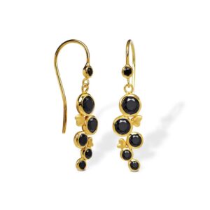 Blossom Copenhagen Radiance Midnight øreringe i forgyldt medsorte cubic zirkonia