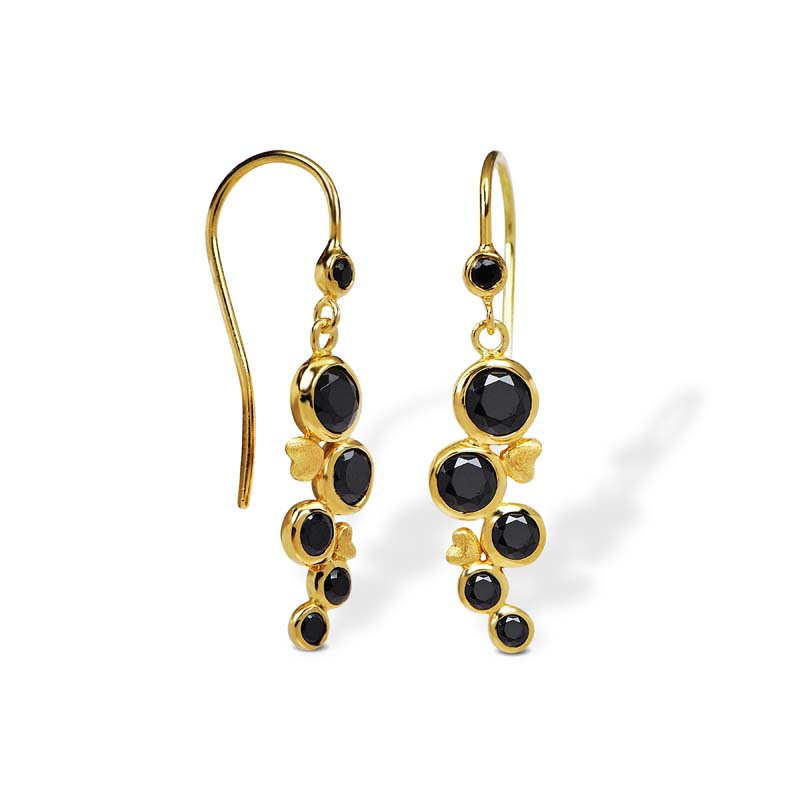 Blossom Copenhagen Radiance Midnight øreringe i forgyldt medsorte cubic zirkonia